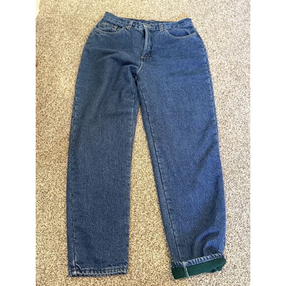 LL Bean Jeans Women’s Blue Denim Original Fit Fleece Lined Size 14 med/tall - Picture 1 of 12
